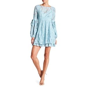 NEW Free People Ruby Lace Mini Dress in Sea Fog